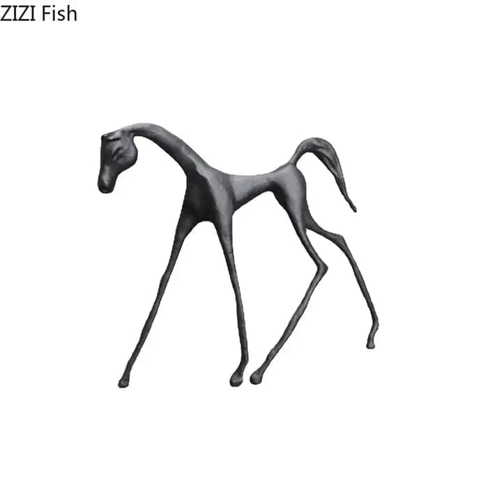Sculpture créative en fonte cheval rouge foncé, Sculpture d'animal, ornement de bureau, décoration de salon, cadeau de décoration pour la maison