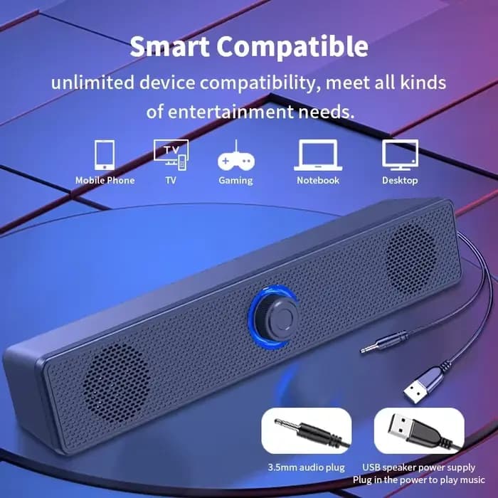 Barre de son pour PC, haut-parleur Bluetooth filaire et sans fil