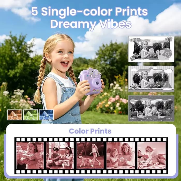 Appareil photo instantané pour enfants avec écran de 2,4 pouces, appareil photo numérique HD 1080P, appareil photo portable pour impression, jouet pour enfants, cadeau d'anniversaire ou de Noël