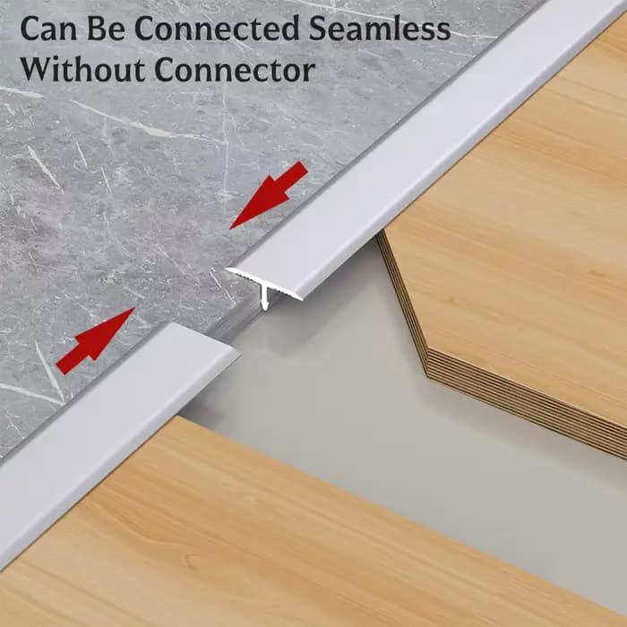 Profilé en aluminium en T encastré pour joint de carrelage, bande de transition de sol, seuil de porte, joint décoratif pour carrelage bois, bande d'étanchéité
