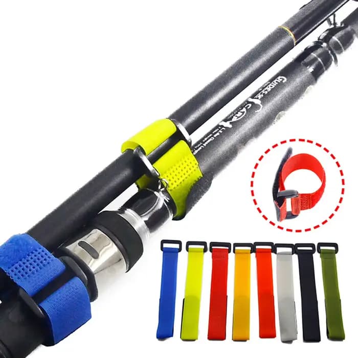 Attache porte-canne à pêche, 10 pièces, sangle résistante à l'usure et étanche pour les amateurs de corde de pêche, utilisation de couleur aléatoire