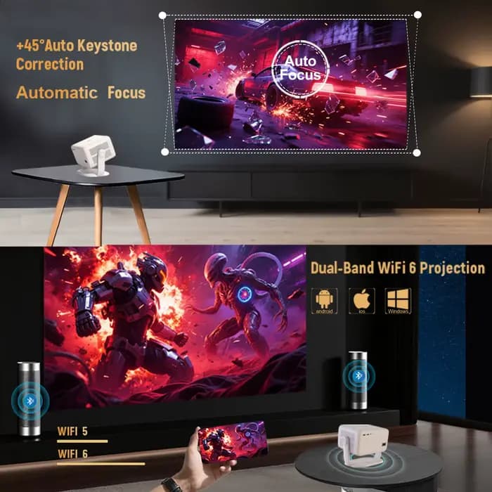 Projecteur Velec TP350 NTV Compatible avec Netflix 650ANSI Android 13 Native 1080P