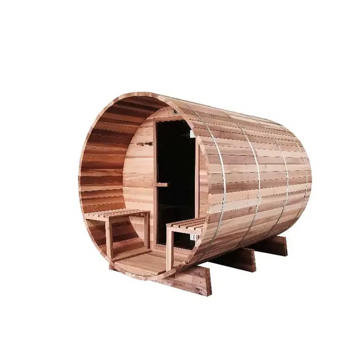Sauna rond personnalisé pour 3-4 personnes, sauna sec traditionnel de haute qualité en bois massif pour l'extérieur