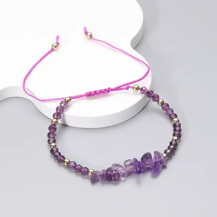 Bracelet bohème en pierre concassée en cristal, fait à la main, pour Couple, amitié, mode, perles en pierre simples, tressé, bijoux