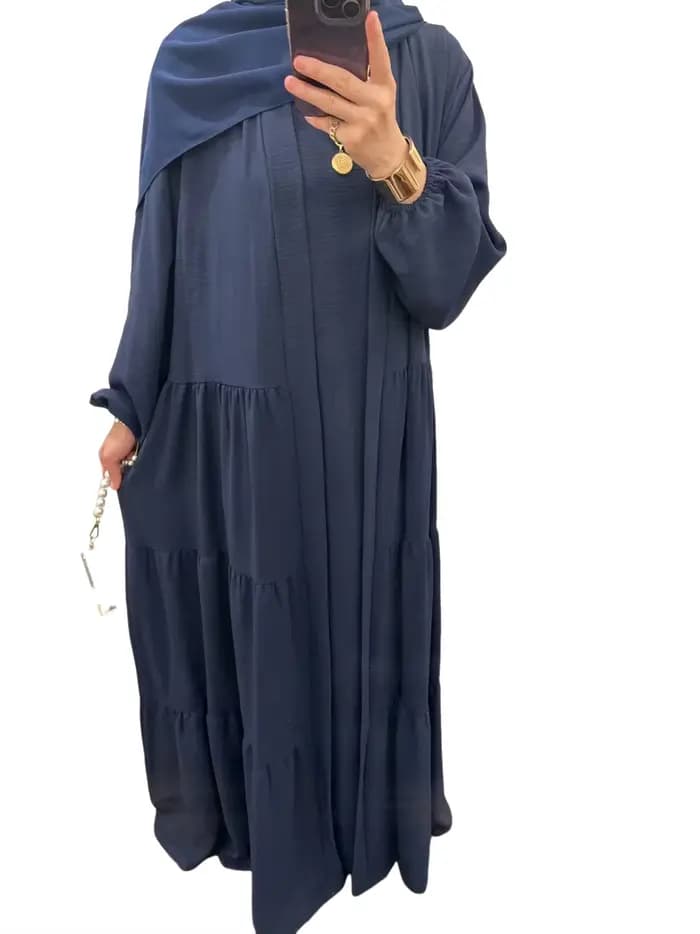 Eid Djellaba Dubai Abaya ensemble froissé ouvert Kimono Abaya + robe longue intérieure vêtements islamiques femmes musulmanes robes ensemble Ramadan caftan