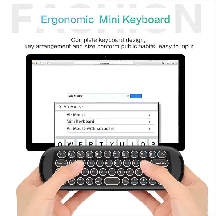 Télécommande sans fil MRSVI 2.4G Air Mouse – Mini clavier rétroéclairé, anti-perte, apprentissage IR et gyroscope pour Android TV Box / Smart TV / PC