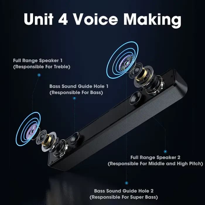 Barre de son pour PC, haut-parleur Bluetooth filaire/sans fil