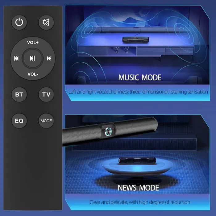 55 100W barre de son TV haut-parleurs Bluetooth sans fil Portable HomeTheater Surround Boombox Radio FM prend en charge