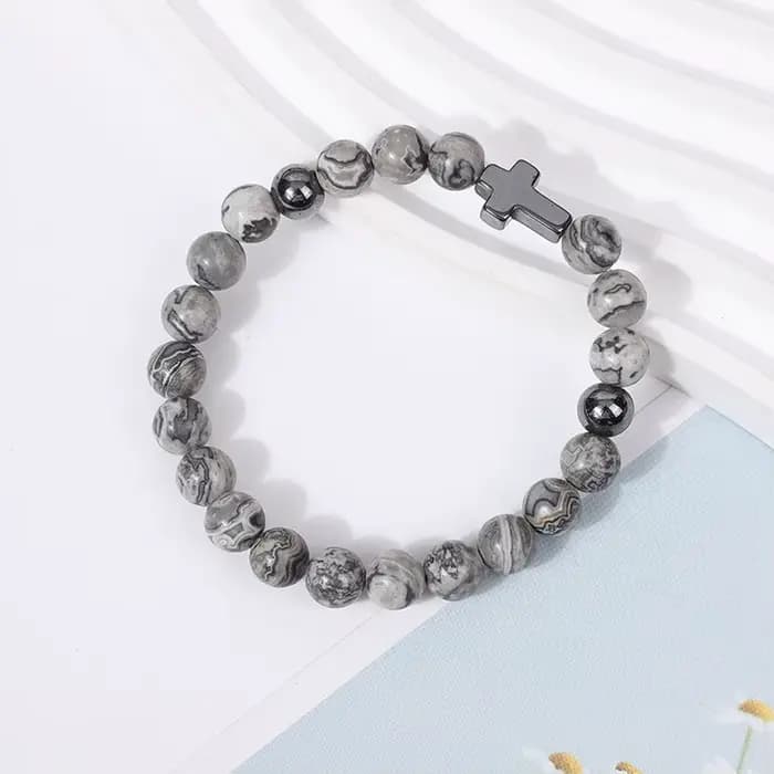 Bracelets en pierre naturelle pour hommes, bracelet en corde élastique tendance, perles de 8 mm, bracelet pour couple, bijoux