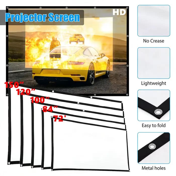 Écran de projecteur Portable 60/72/84/100/120/150 pouces
