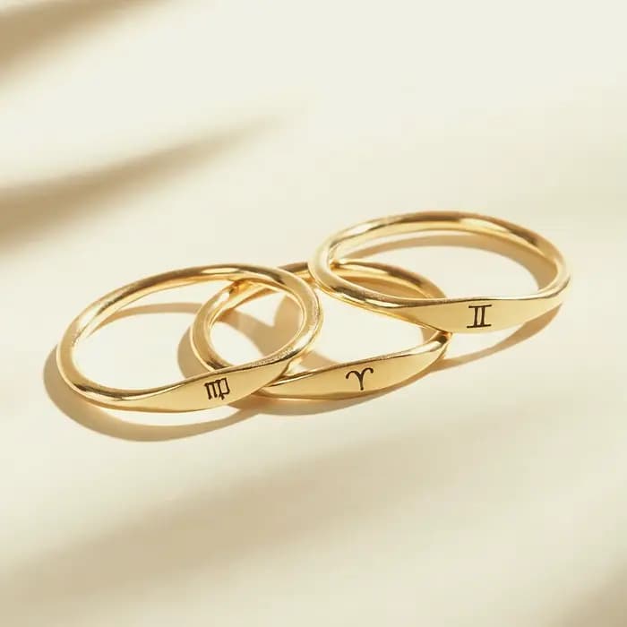 Petite bague signe du zodiaque pour femmes, bague du zodiaque en acier inoxydable plaqué or, Constellation Gemini, bijoux cadeau d'anniversaire