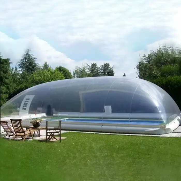 Couverture de piscine gonflable transparente en PVC sur mesure, grande taille, avec tente intégrée