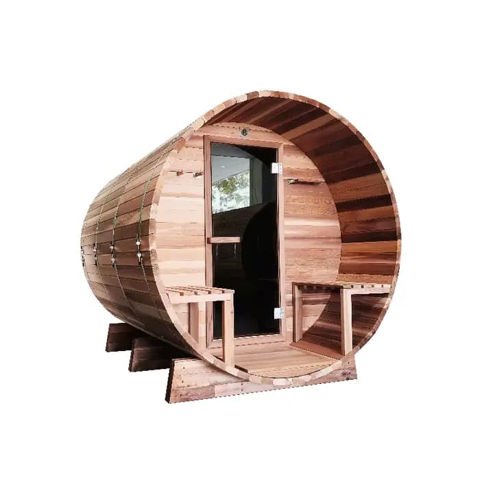 Sauna rond personnalisé pour 3-4 personnes, sauna sec traditionnel de haute qualité en bois massif pour l'extérieur