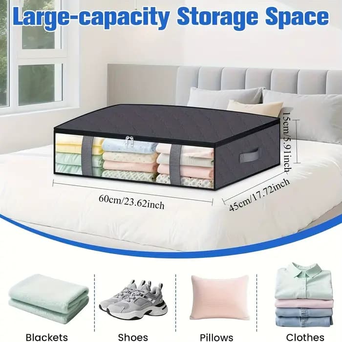 Paquet de 4 conteneurs de rangement sous le lit, sac de rangement de couverture, rangement et Organization de chaussures, organisateur de literie peu encombrant pour chambre à coucher