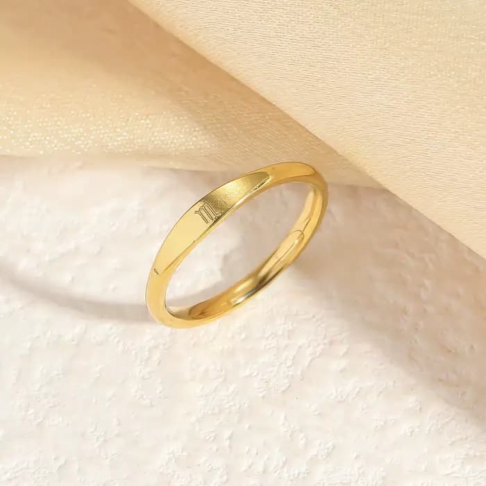 Petite bague signe du zodiaque pour femmes, bague du zodiaque en acier inoxydable plaqué or, Constellation Gemini, bijoux cadeau d'anniversaire
