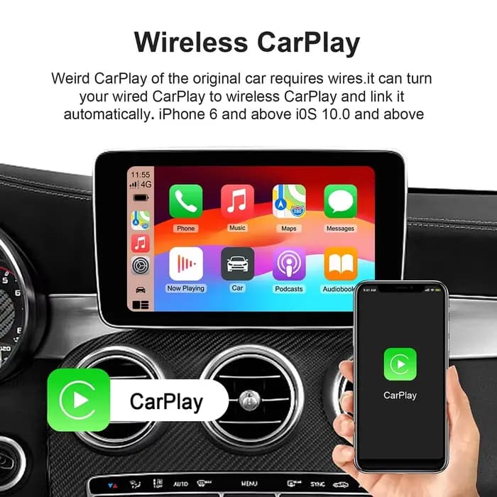 Boîte AI Carplay MRSVI Android 13 sans fil, boîte intelligente Android AI pour Youtube Netflix Toyota Mazda Hyundai Haval GMC Ford MG VW Kia