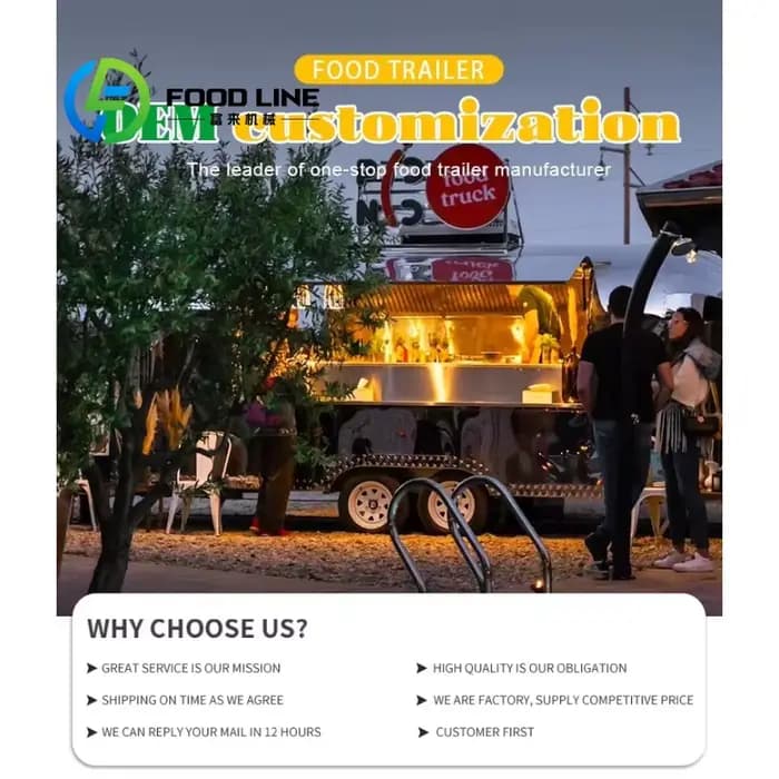 Remorque de nourriture de Concession Mobile, chariot de nourriture Commercial, camion pour ventilures extérieures personnalisées