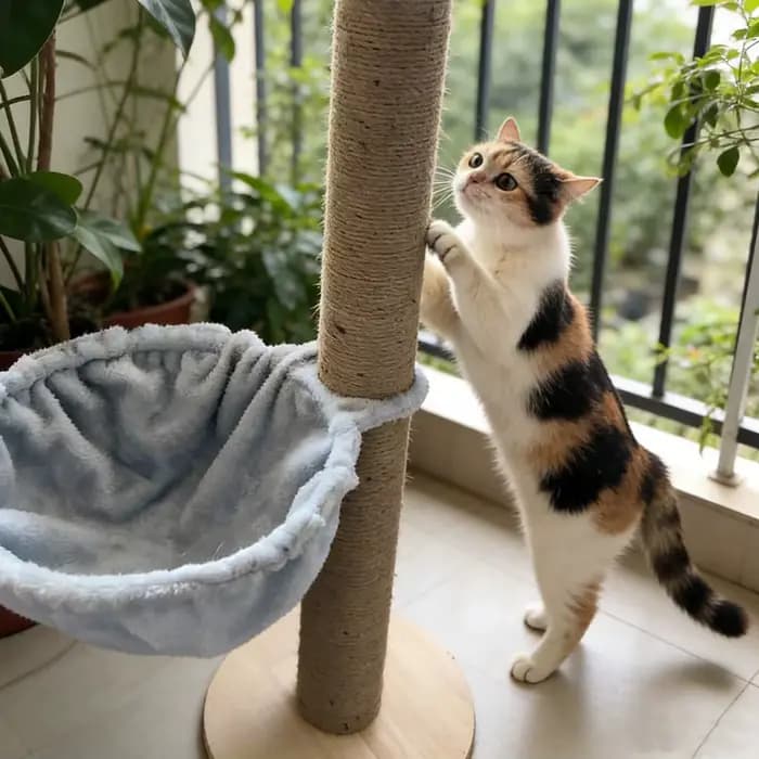 1 hamac DIY pour arbre à chat, lit pour chat en peluche épaisse double couche, accessoire spécial pour arbre à chat, panier et couchage confortables pour chat, respirant