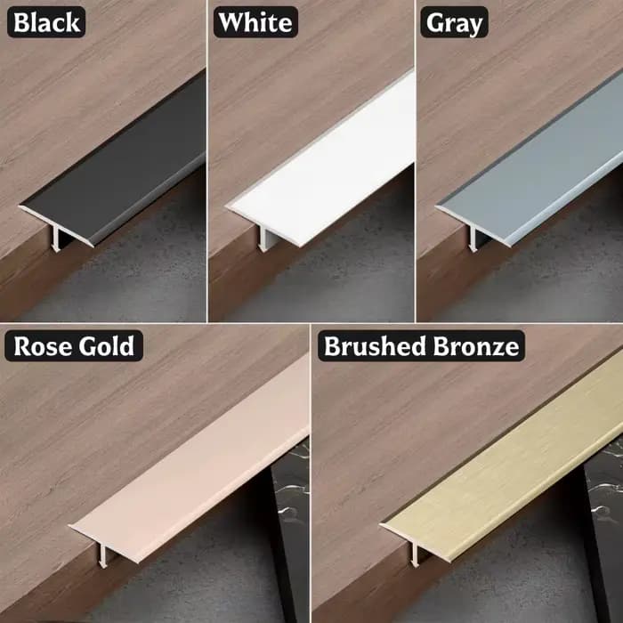 Profilé en aluminium en T encastré pour joint de carrelage, bande de transition de sol, seuil de porte, joint décoratif pour carrelage bois, bande d'étanchéité