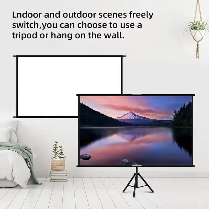 VEIDADZ écran de projecteur avec support pliable blanc sans plis 60-120 pouces 16:9