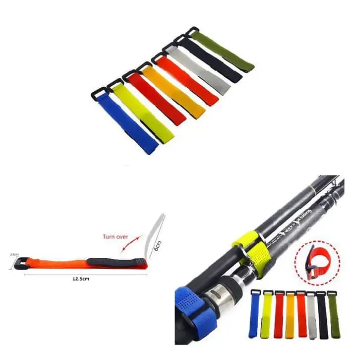 Attache porte-canne à pêche, 10 pièces, sangle résistante à l'usure et étanche pour les amateurs de corde de pêche, utilisation de couleur aléatoire