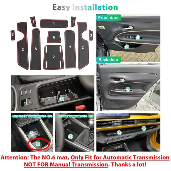 RUIYA pour Jeep Avenger 2023 2024 2025 Tapis de porte de voiture anti-dérapant Tapis de porte de voiture anti-dérapant Tapis de porte de voiture anti-dérapant Tapis de porte de voiture anti-dérapant T
