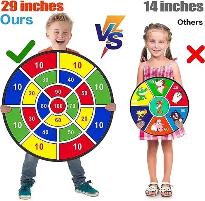 Jeu de fléchettes géantes avec cible adhésive – Jouet sportif interactif pour toute la famille – Jeu éducatif d'arithmétique pour intérieur et extérieur – Amusant pour les fêtes