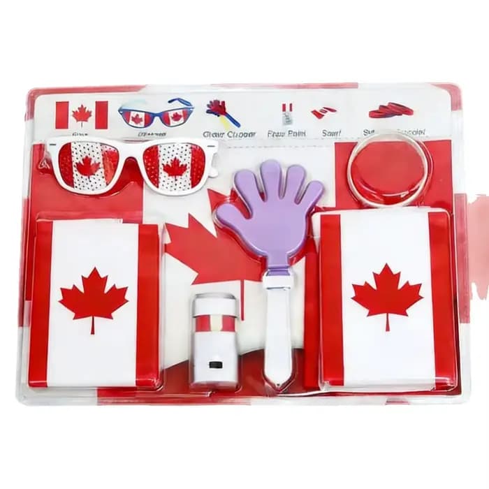 Kit d'accessoires pour supporters sur le thème du football 2026 : Peinture pour les yeux et le visage, écharpe de supporter à motif drapeau national, claquettes, bracelets et lunettes
