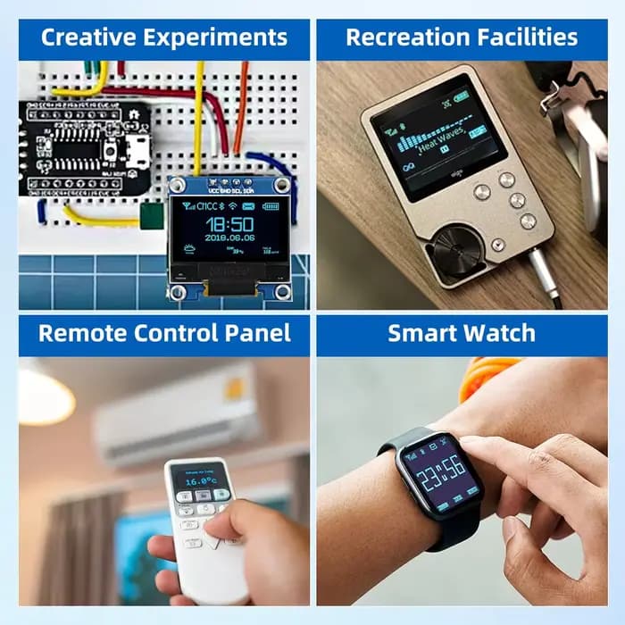 Module d'affichage OLED 0.96 pouces, 5 pièces, 128x64 SSD1306, panneau d'affichage OLED I2C lumineux Compatible avec Arduino Raspberry Pi ESP32 (blanc)