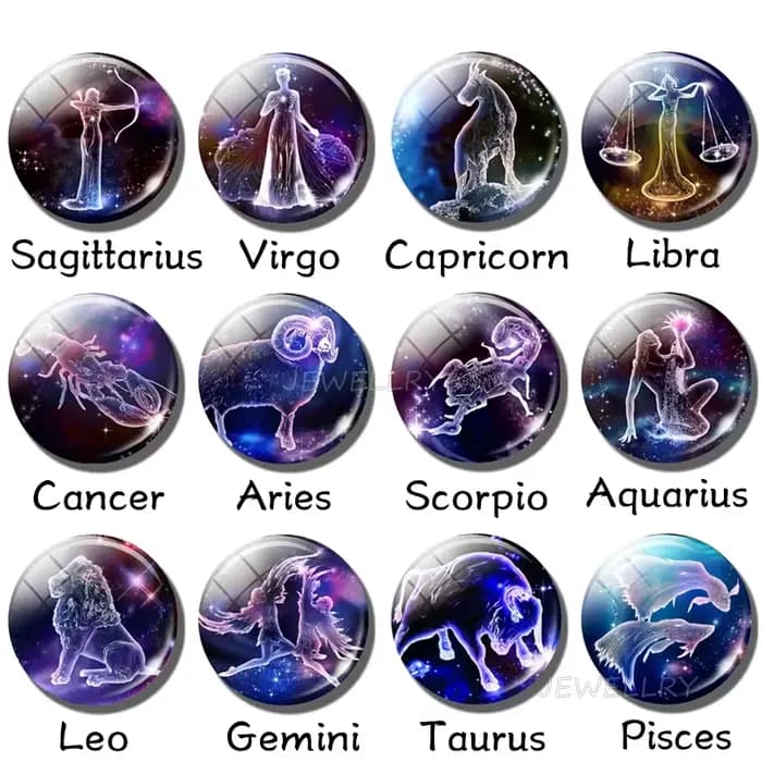 Pendentif en forme de dôme en verre, 12 signes du zodiaque, bijoux à la mode pour femmes, vierge, Cancer, bélier, Gemini, cadeau d'anniversaire