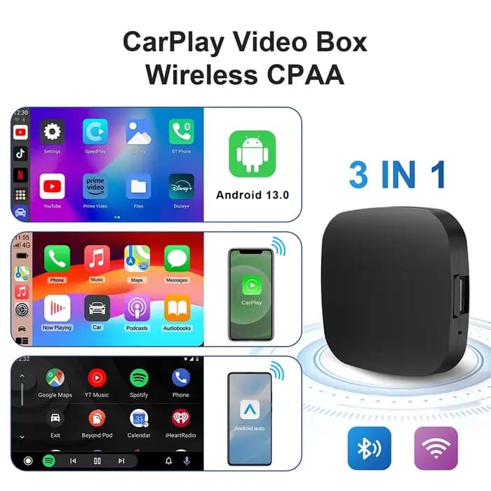 Boîte AI Carplay MRSVI Android 13 sans fil, boîte intelligente Android AI pour Youtube Netflix Toyota Mazda Hyundai Haval GMC Ford MG VW Kia
