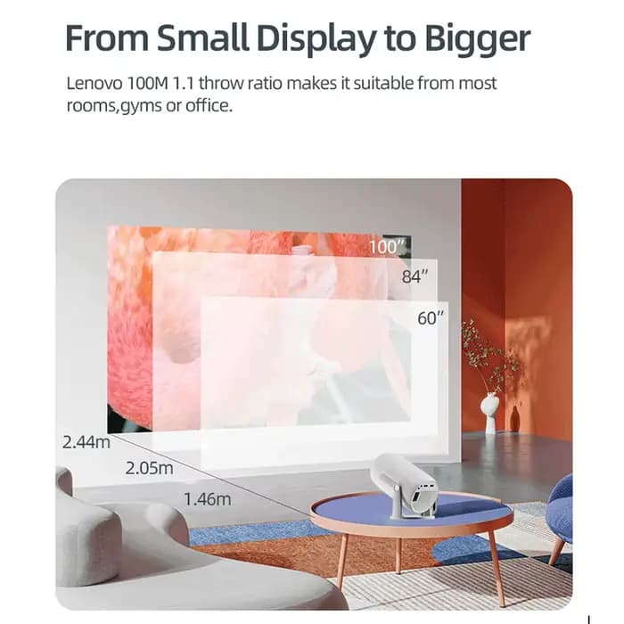 Lenovo Portable 4K projecteur 100M Android 12 WIFI 6 TOF No-Sense mise au point automatique extérieur Full HD