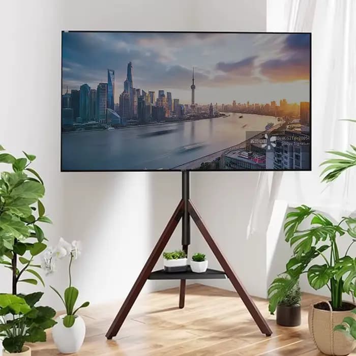 Support de télévision sur pied mobile en bois massif