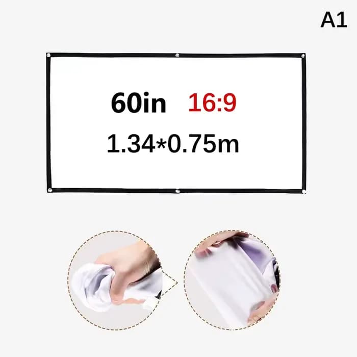 Écran de projecteur HD portable 16:9 - Rideau pliable 60/72/84/100/120 pouces pour cinéma maison