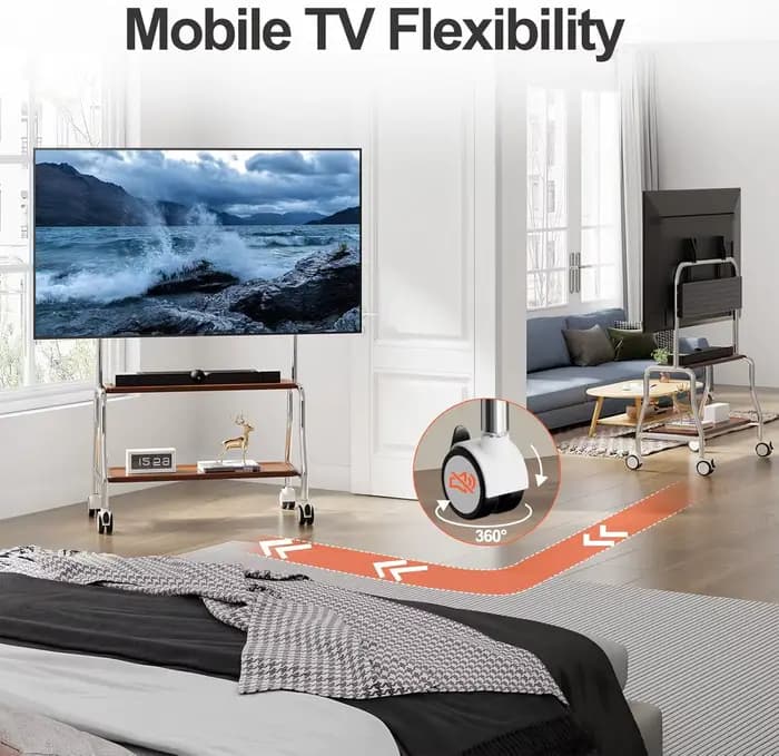 Support TV mobile 32-65 pouces en acier inoxydable