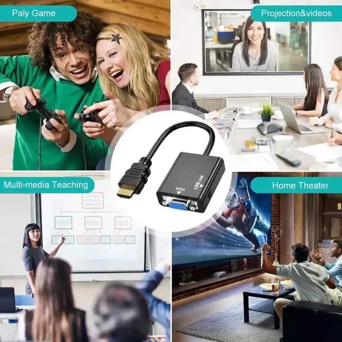 Adaptateur HDMI vers VGA avec convertisseur de câble Audio HD1080P pour PC portable