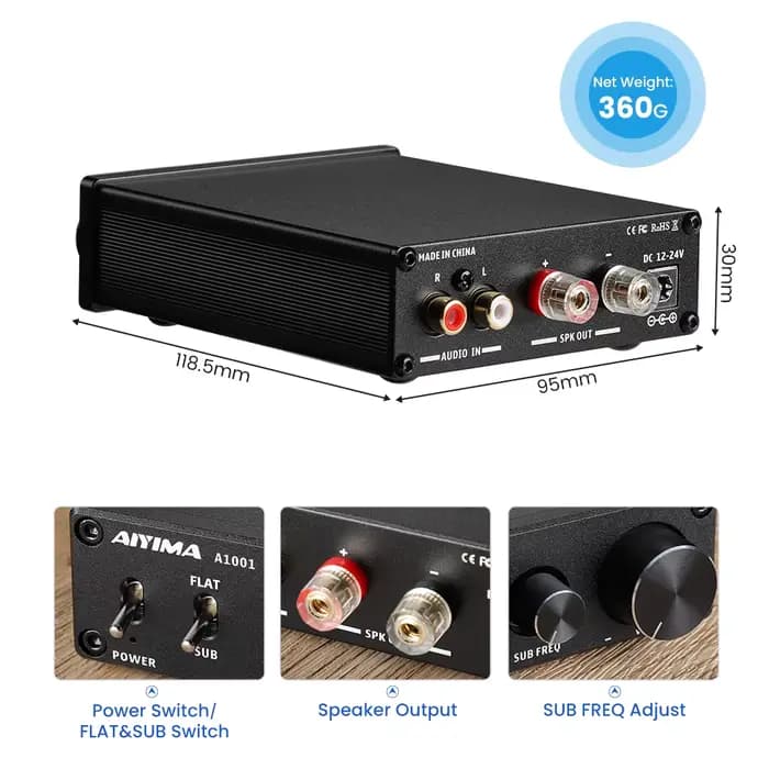 Amplificateur de caisson de basses audio A1001