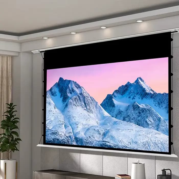 Nouveau au plafond AI intelligent électrique Fresnel ALR écran de Projection motorisé encastré languette