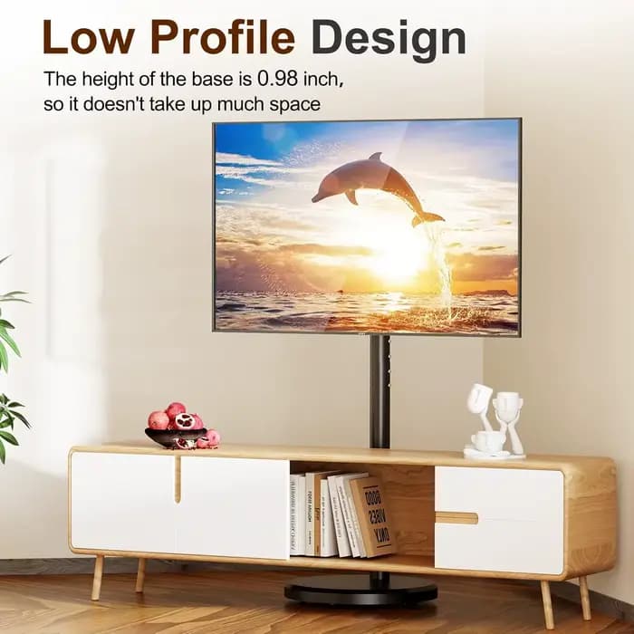 Meuble TV roulant réglable en hauteur pour téléviseur 10-42 pouces jusqu'à 66 livres Portrait vers paysage Chariot de télévision mobile robuste avec étagère