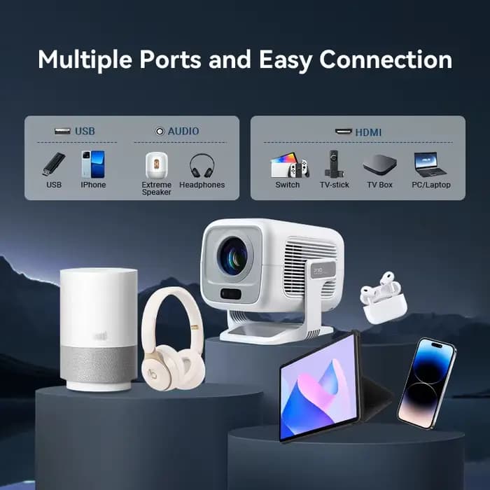 Huaweishi 4K projecteur Android natif Portable 1080P 600ANSI Auto FocusVideo home cinéma extérieur hd led Projetor
