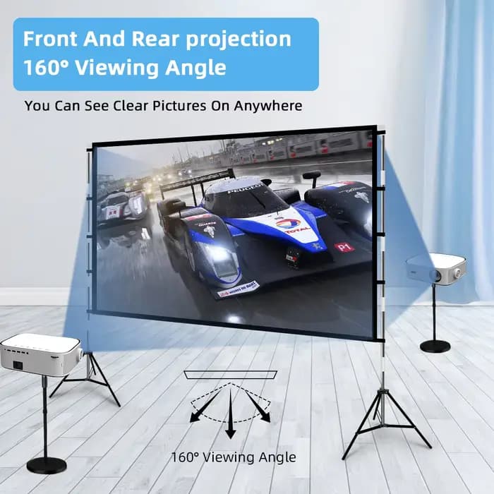 VEIDADZ écran de projecteur avec support blanc doux moins de plis 60 84 100 120 pouces avec sac de transport pliable