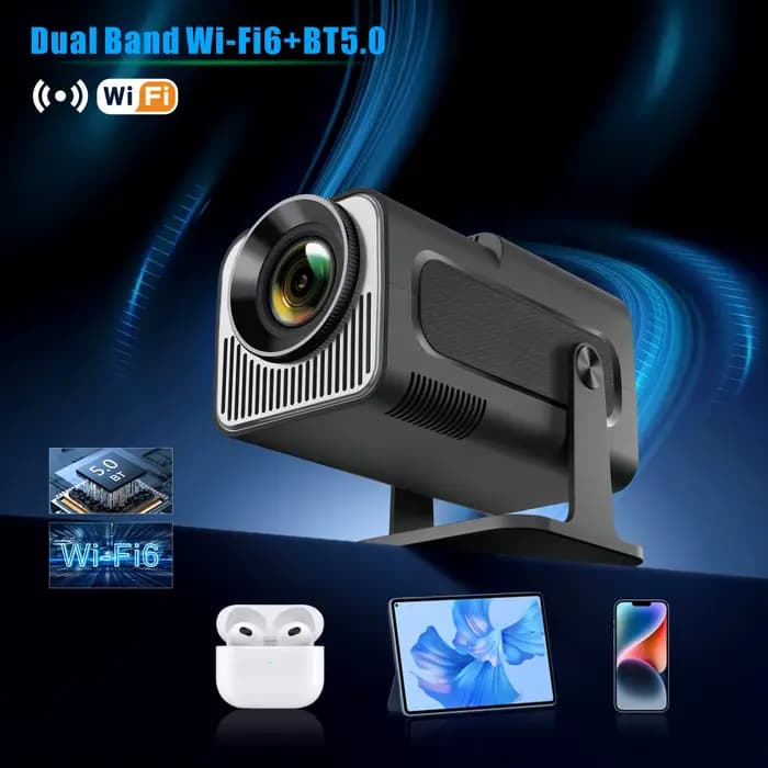 Projecteur 4K HY320 mini 720P Double Wifi6 BT5.0 Cinéma Domestique Extérieur Film Intelligent