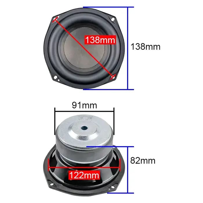 Pour Harman Kardon, haut-parleur de graves de 5,25 pouces, unité de subwoofer, 2 OHM, 80 W, basses de haute qualité, longue course, bord en caoutchouc, voiture, maison