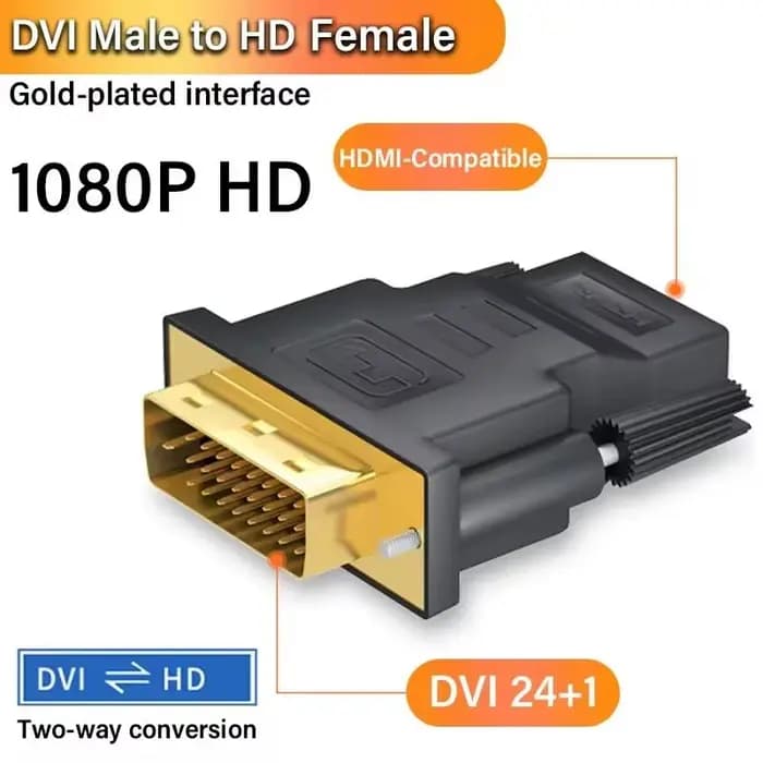 Adaptateur compatible DVI vers HDMI, convertisseur vidéo, coupleur bidirectionnel 1080P, pour projec