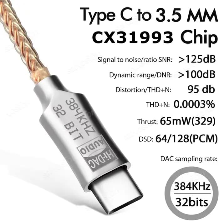 HiFi USB Type C à 3.5mm amplificateur de casque DAC décodeur Audio IEM AMP adaptateur de téléphone portable