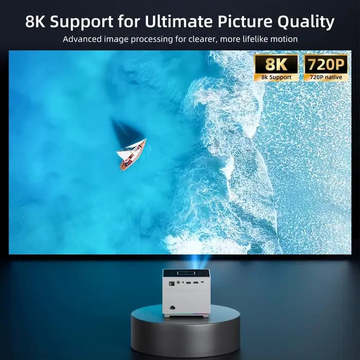 Xnano Portable Smart Projector Native 720P Support 8K Android9.0 190ANSI ARGB Lumière Double WiFi Projecteur de cinéma à domicile