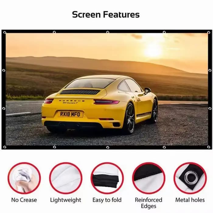 Écran de projection portable 16:9 sans plis