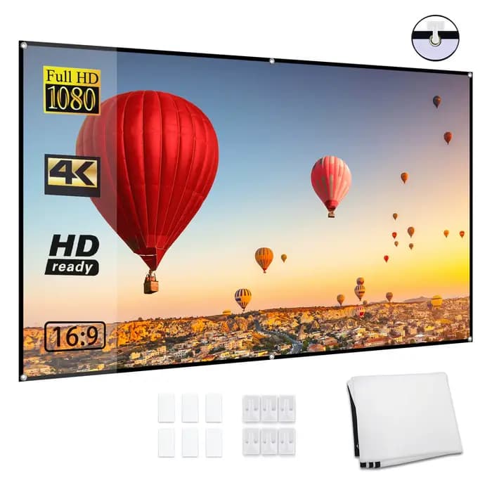 Écran de projection portable HD, écran de projection, pliable, durable, monté au mur, films en plein