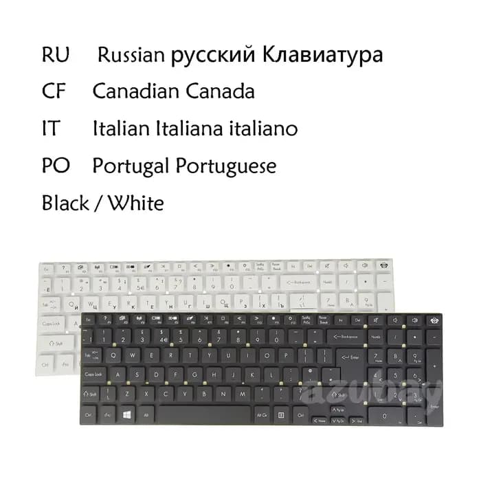 Clavier IT RU CA PO pour Packard Bell PK130O41B04 MP-10K33SU-6982W MP-10K36CU-6982W PK130O41B19 PK130HQ1A13 MP-10K36I0-698