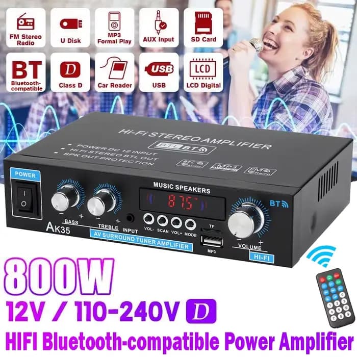 AK45/AK35 800W amplificateur de puissance domestique 2 canaux Bluetooth 5.0 Mini